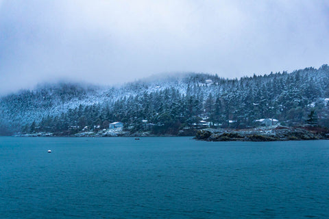 Orcas Island Solstice Snow Across the sound