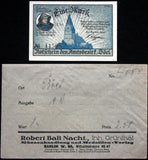 BÖEL 1920 1 Mark in RARE Robert Ball Envelope! German Notgeld Schleswig-Holstein