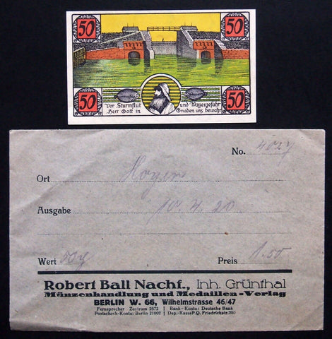 HOYER 1920 50 Pf + rare Robert Ball envelope! German Notgeld today Denmark