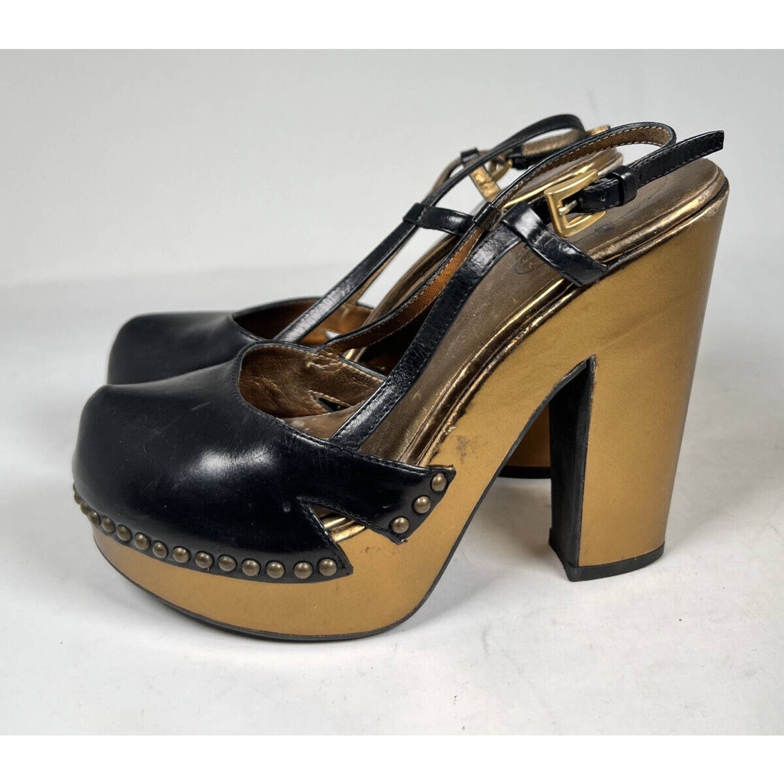 Prada Black Studded Slingback Clogs Heels Sz. 6.5 (36.5)
