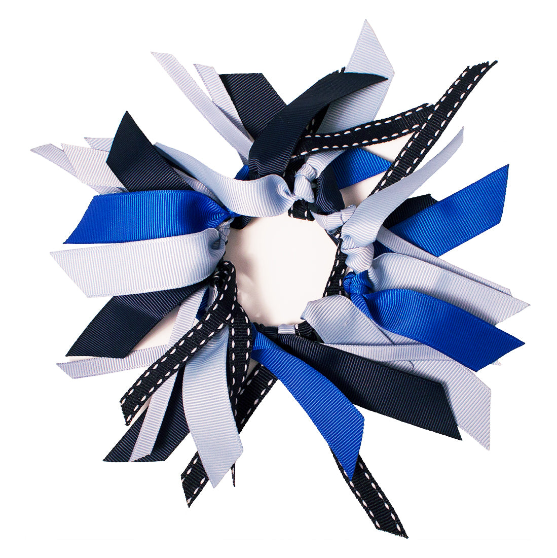Mia Spirit Ribbon Cluster Ponytailer - Navy, Royal + Light Blue Navy Blue/Royal Blue/Light Blue