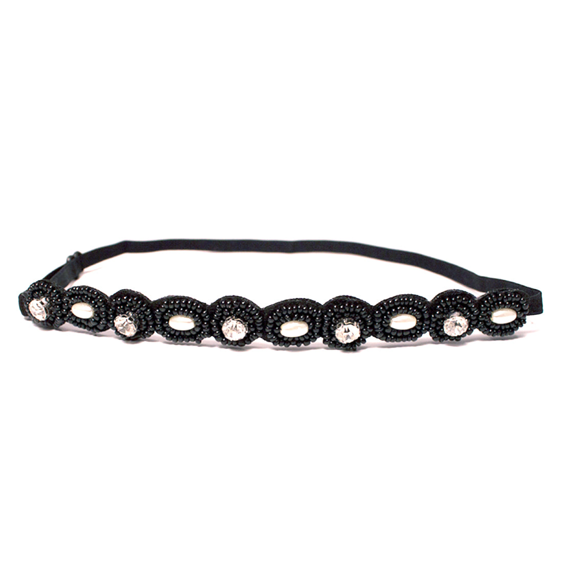 Embellished Headband Black Pearls Mia Beauty