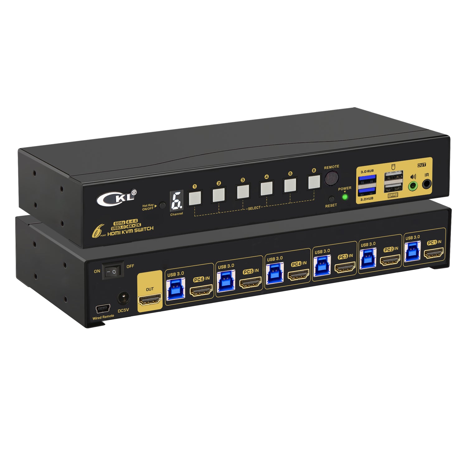 CKL 8 Port USB 3.0 Rack Mount HDMI KVM Switch Dual Monitor 4K@60Hz wit