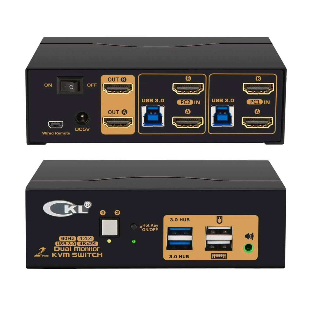 2 Port USB HDMI KVM Switch Dual Monitor CKL-922HUA-3 CKL KVM Switches