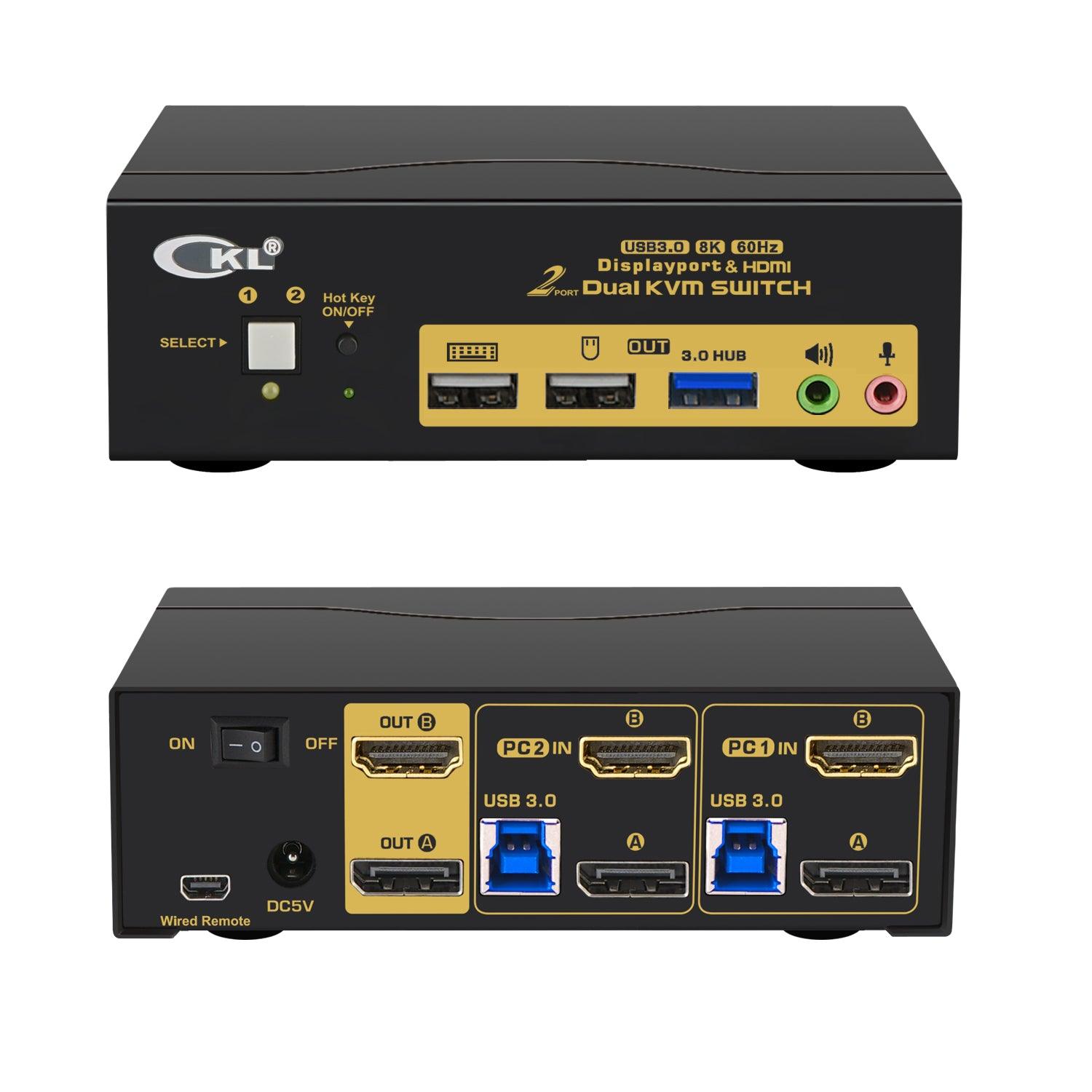CKL 2 Port USB 3.0 KVM Switch Dual Monitor HDMI 2.0 4K@60Hz(HDMI – CKL KVM Switches