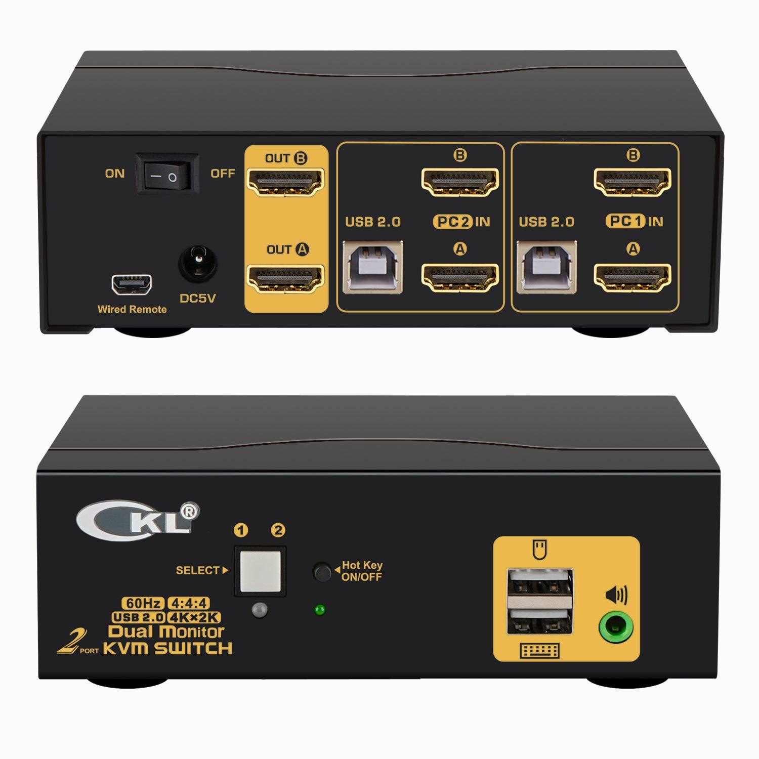 Dual Monitor KVM Switch HDMI+Displayport 4K@60Hz,2K@120Hz MLEEDA HDMI DP  Extended Display Switcher for 2 Computers Share 2 Monitors and 4 USB 2.0