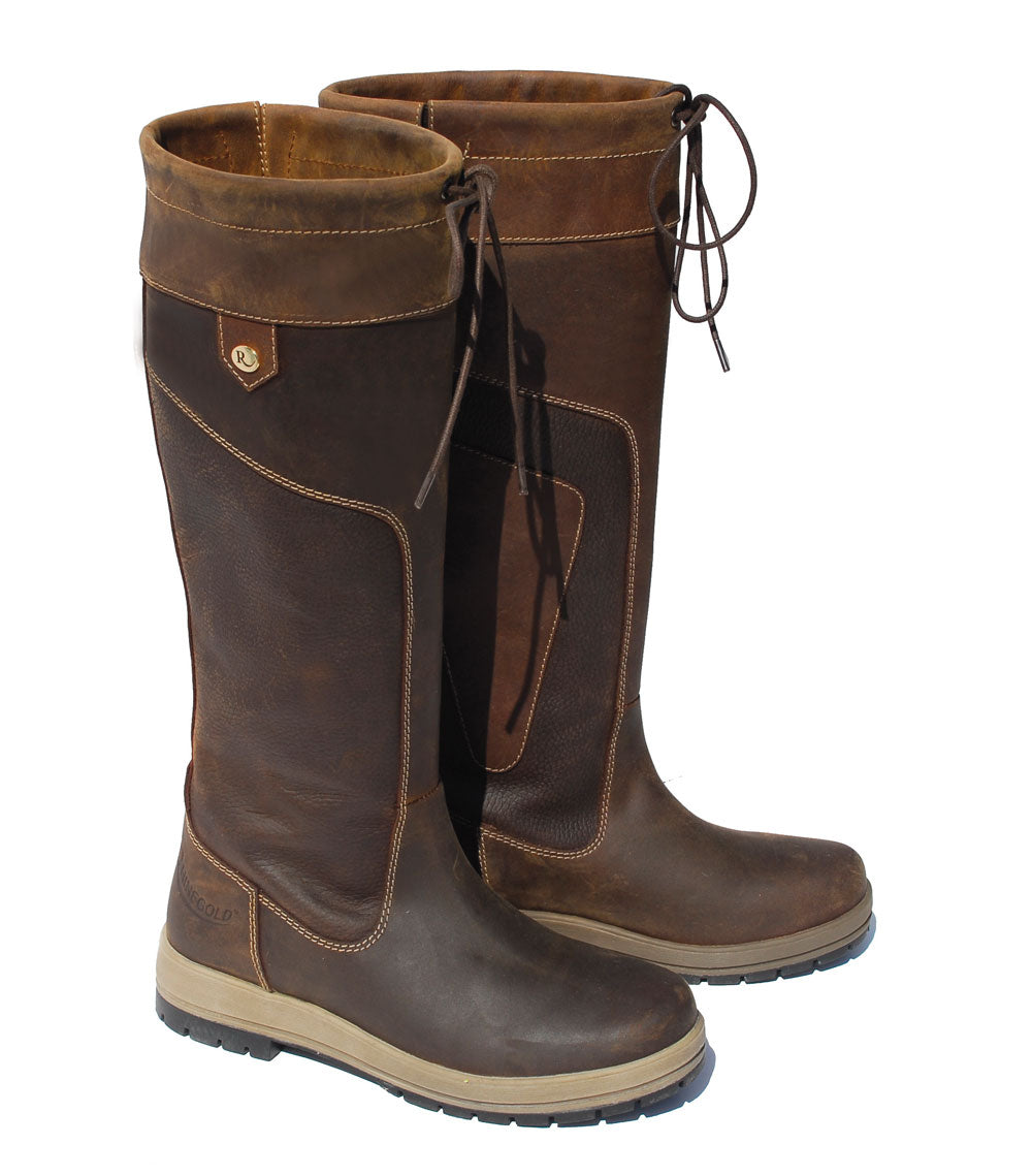 Rhinegold Vermont Waterproof Leather Country Boots - Wide Calf and ...