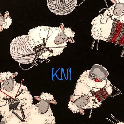 knitting sheep on black