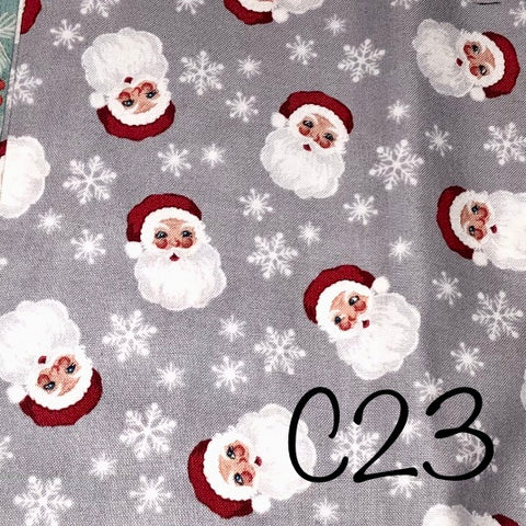 classic santa faces with snowflakes on grey