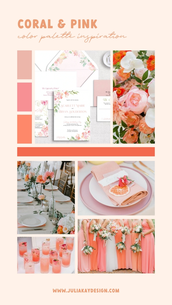 coral and pink wedding, coral wedding colors, coral wedding, pink wedding inspiration, coral and pink, wedding color palette, coral and pink wedding invitations