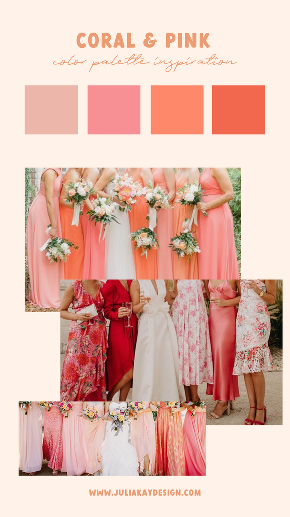 coral and pink bridesmaids, coral bridesmaid dress, pink bridesmaid dress, coral and pink wedding, coral and pink invites, coral wedding invites, coral wedding, pink wedding inspiration, bridesmaids dresses