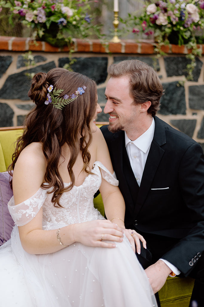 dried florals wedding hair