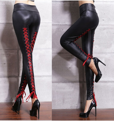 Melody Black Leather Leggings Latex Warm Shapewear Compression