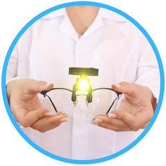 Front lamp that can be worn with prescription glasses