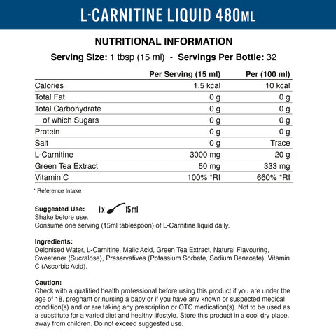 L Carnitine Liquid Nutritionals All Flavours