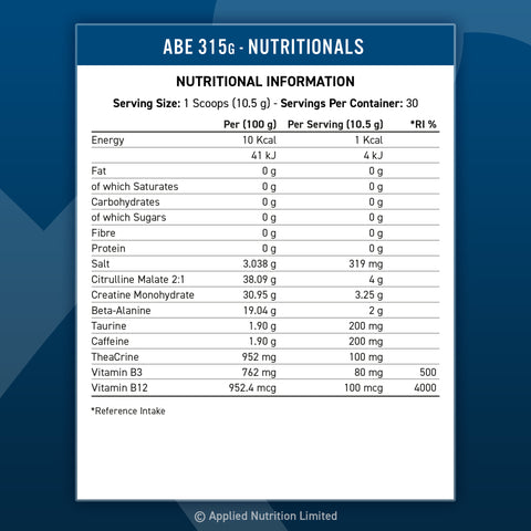 New ABE 315G Nutritional Information
