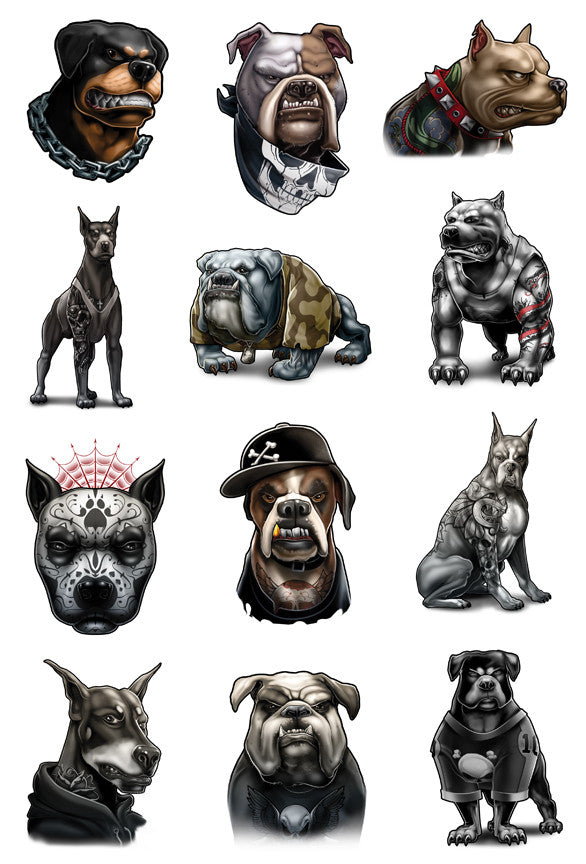 Inked Dogs-Tough looking tattooed dogs, pit bulls and rottweilers, | Tatt  Me Temporary Tattoos