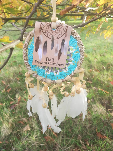 Handmade Macramé Dreamcatchers - Small - Beige/Pastel Blue 2