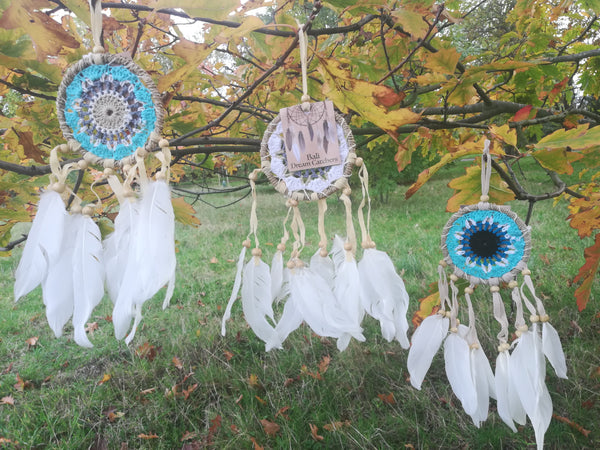 Handmade Macramé Dreamcatchers - Small - Beige/Pastel Blue 3