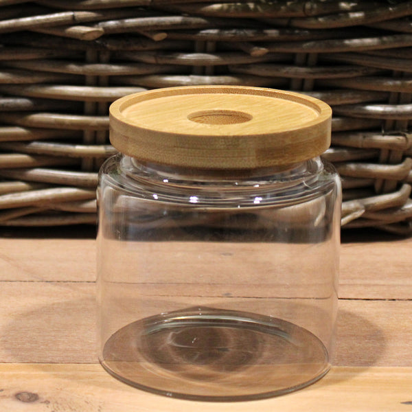 Cottage Bamboo Glass Jar - 10cm 1