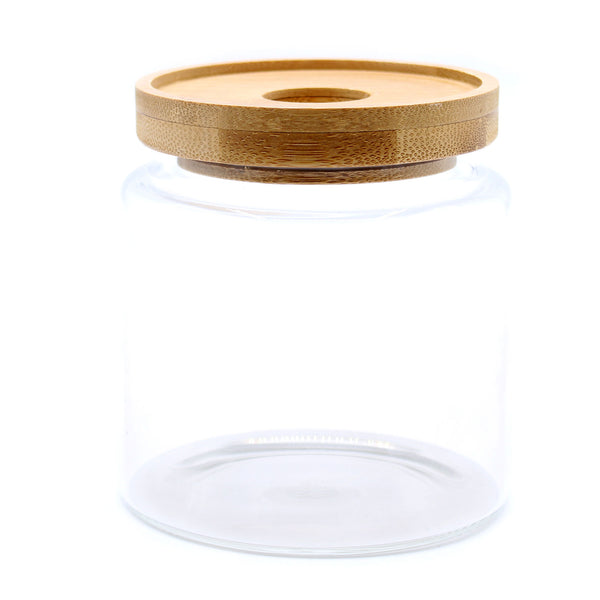 Cottage Bamboo Glass Jar - 10cm 2