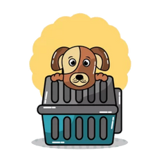 Cartoon Dog on Crate