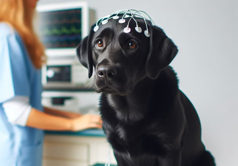 Dog with EEG Electrodes on its Head