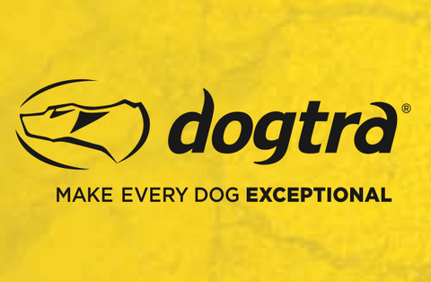 Dogtra Logo with Tag Line in Yellow Background