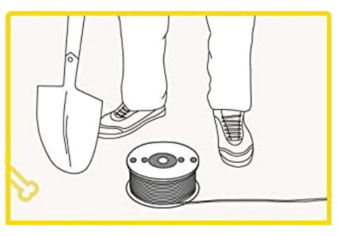 Illustration of Person with Shovel and Boundary Wire Spool