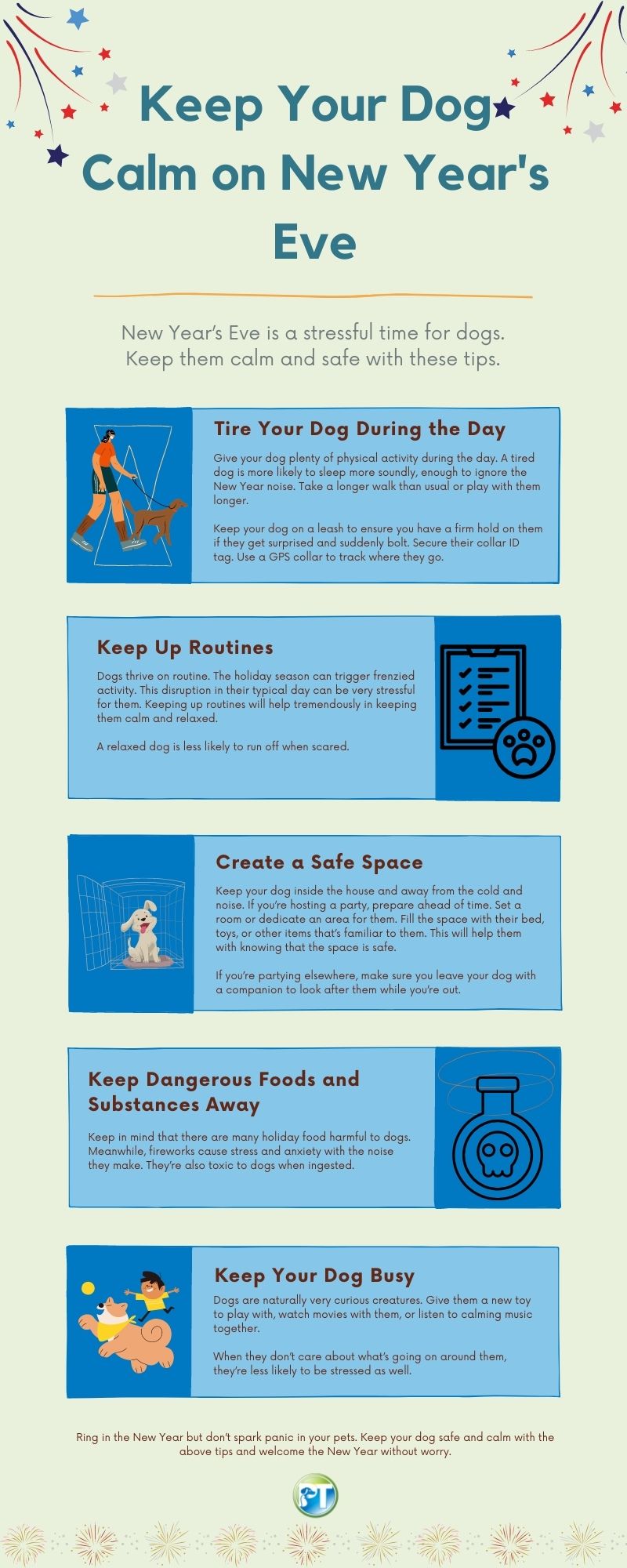 Keep Your Dog Calm on New Year's Eve Infographic