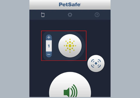 User Interface of the Smart Dog Trainer App Showing the Static Correction Button & Levels