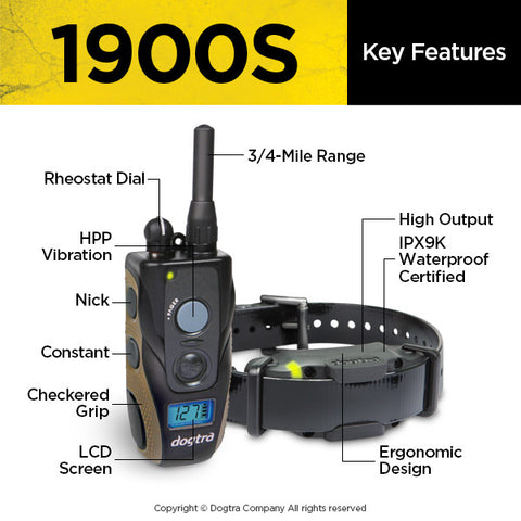 Dogtra 1900S Key Features Labeled