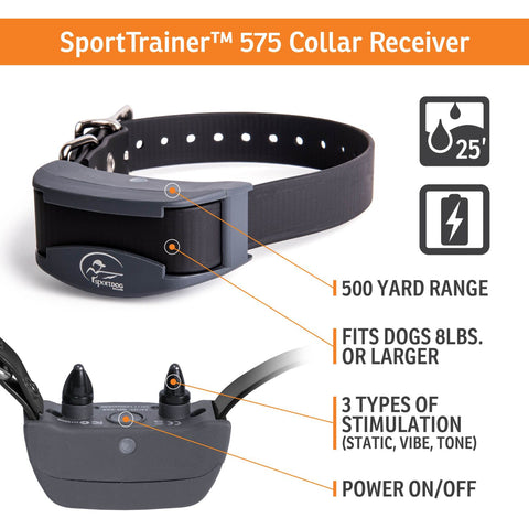 SportDOG SD-575 Receiver Collar Parts & Features Chart