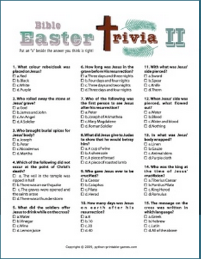 Easter Bible Trivia II – Printable Games