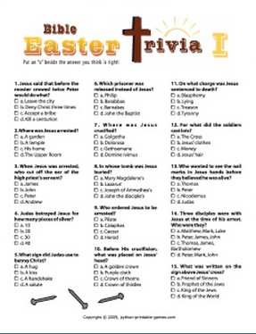Easter Bible Trivia I – Printable Games