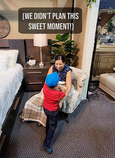 Video showing features of the Milano bedroom set with Amrit and her son