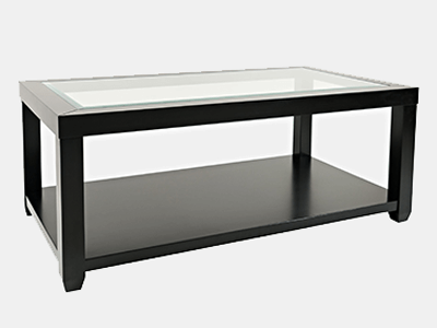 Black rectangle glasstop coffee table