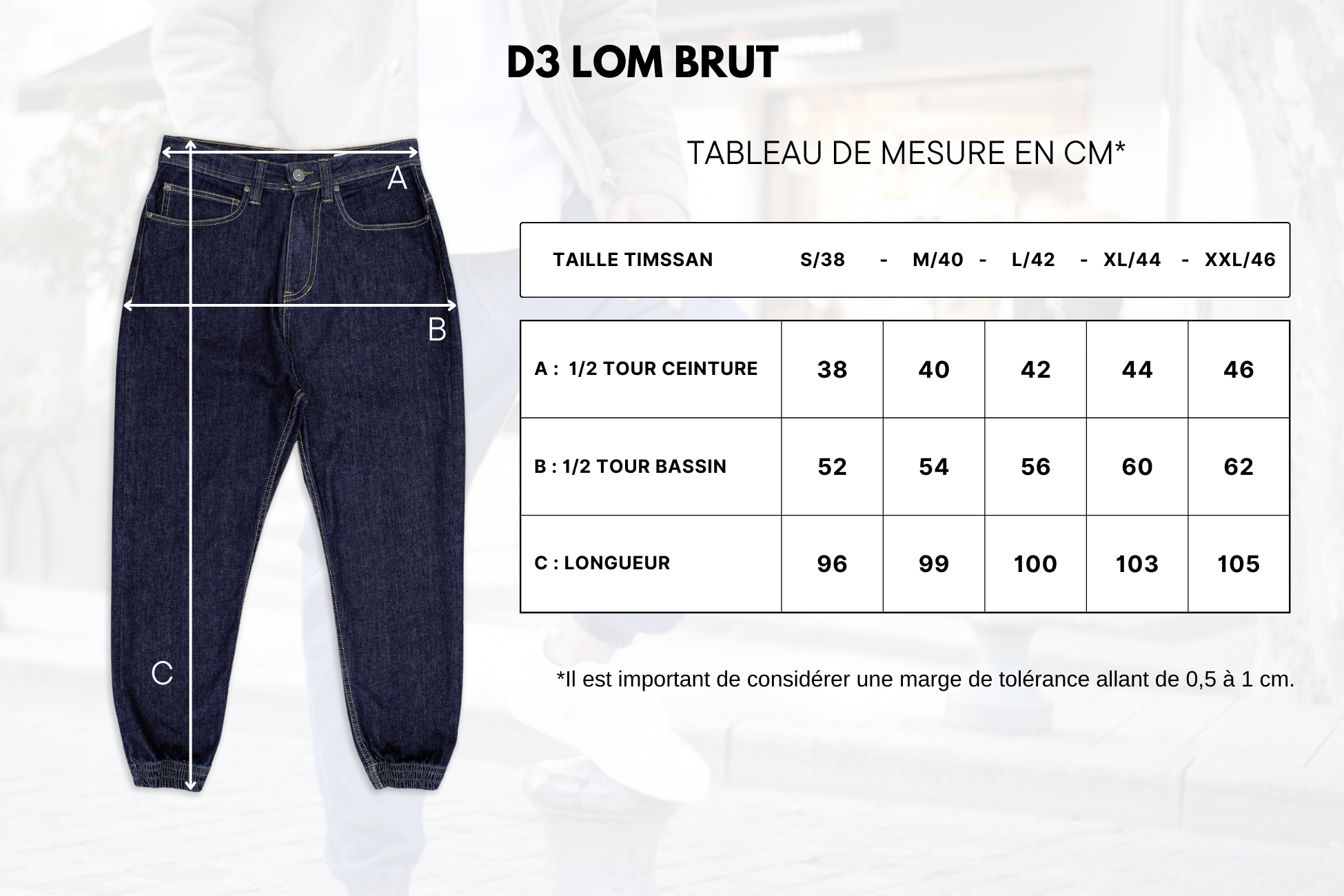 PANTALON HOMME JOGPANT JEANS BLEU BLEACH