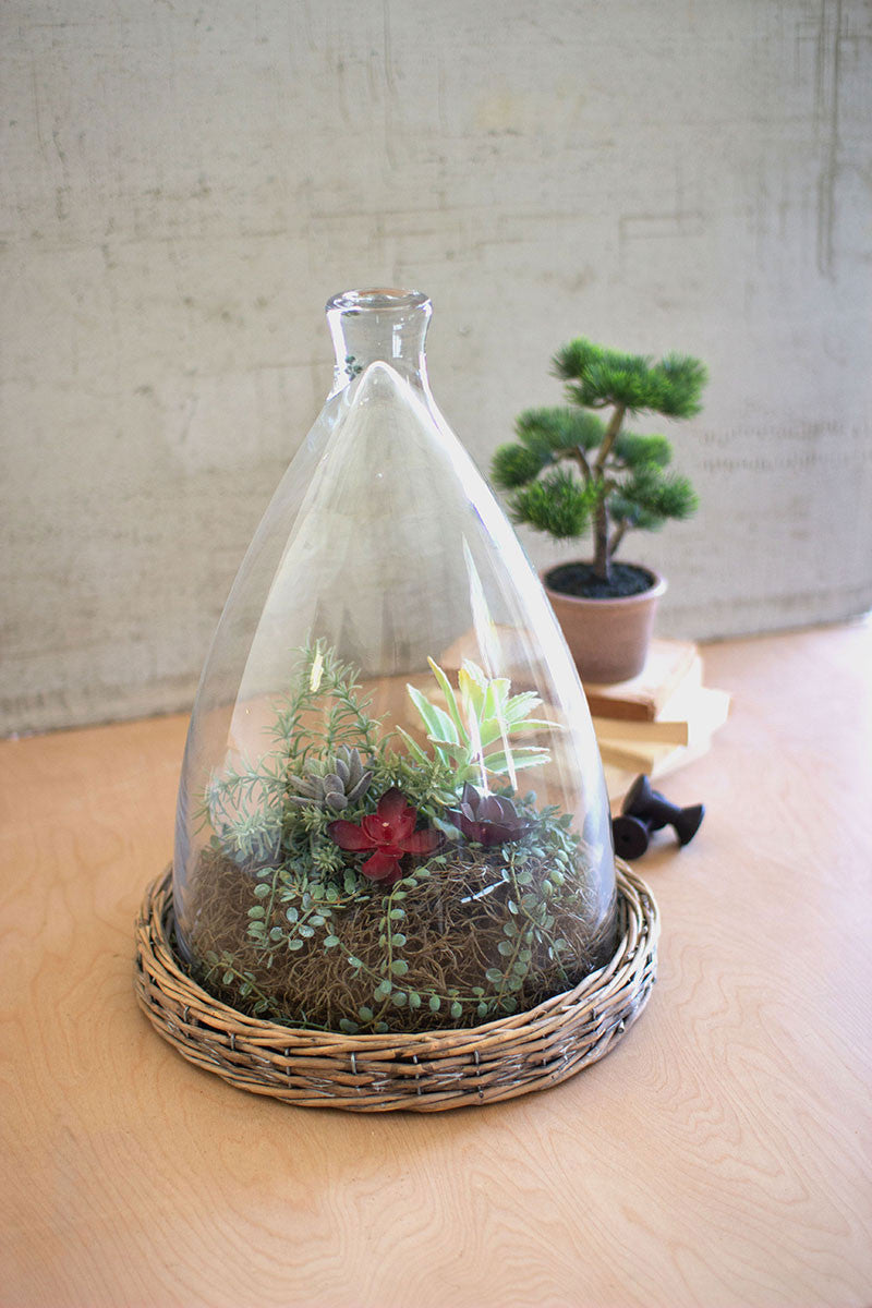 large glass cloche with base