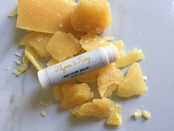 Natural skincare brand Flynn & King Vanilla Mint Recover Balm on natural beeswax