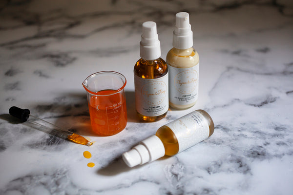 Flynn & King rosehip oil products: Revive Cleanser, Lunar 13 Restorative Serum, Groom Beard and Hair Treatment