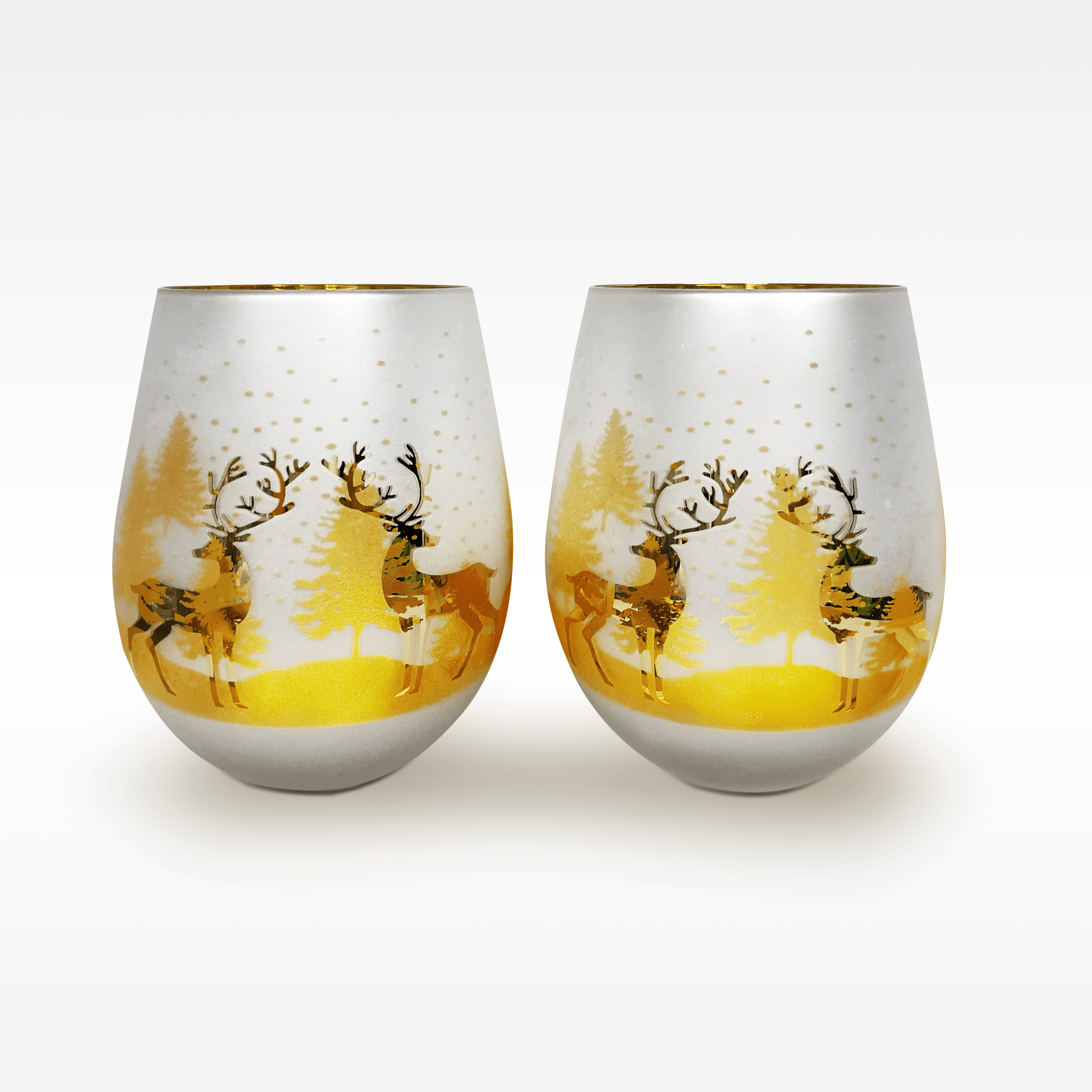 Gold & Silver Deer Stemless Glasses - Jersey Art Glass product image