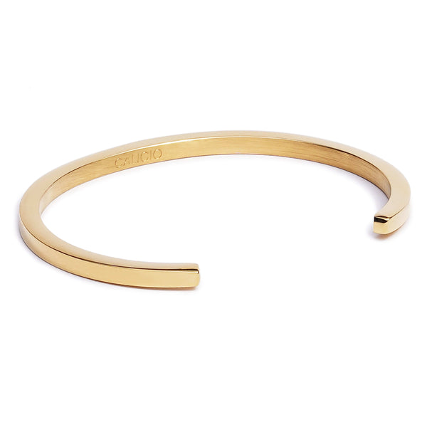 Men's Golden Cuff Bracelet with Leather Rope - Eros Golden