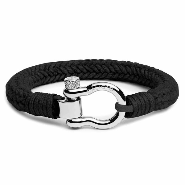 Black Cotton Rope Bracelet with Adjustable Screw Clasp, Gio