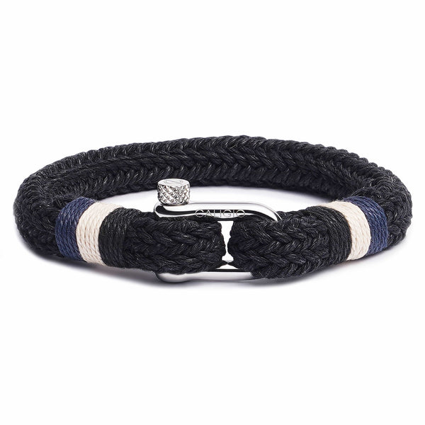 Black Cotton Rope Bracelet with Adjustable Screw Clasp, Gio