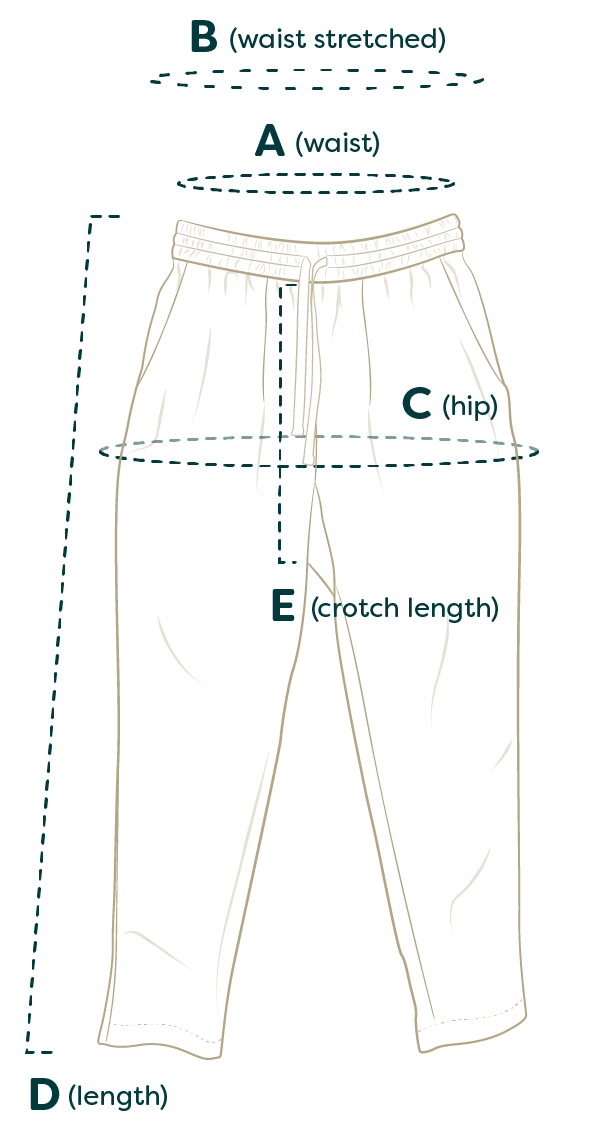 Nyara Pants measurement diagram