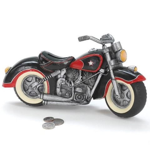 Picture of Black & Red Motorcycle Shaped Piggy Bank
