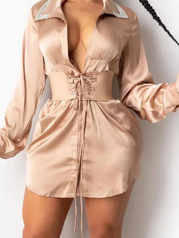 robe chemise satin champagne