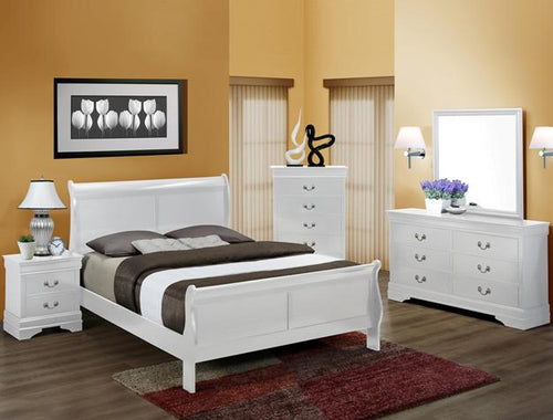 Louis Philippe - Queen Bed & 2 Nightstands & Dresser & Mirror - Cherry –  The Furniture Warehouse Long Beach