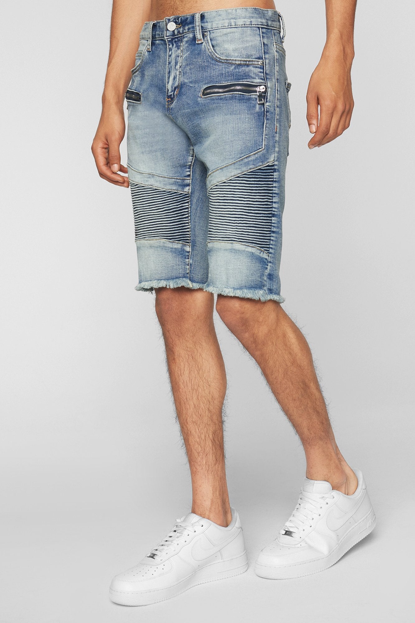 moto denim shorts